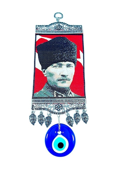 Büyük Mustafa Kemal Atatürk Resimli Cam Nazar Boncuğu Duvar Dekor