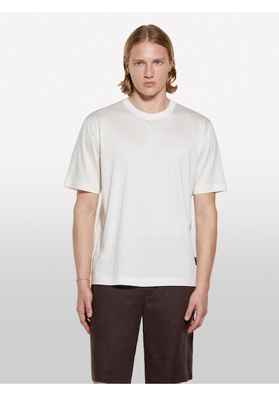 Sisley Liyosel Karışımlı Yırtmaçlı Regular Fit T-shirt Erkek Krem T-shirt - 325p361vs104k Ekru