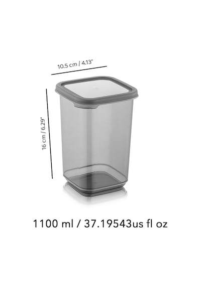 Meleni Home 12'li Set Pino Etiketli Büyük Boy Kare Erzak Saklama Kabı Seti Antrasit 12 X 1.10 Lt