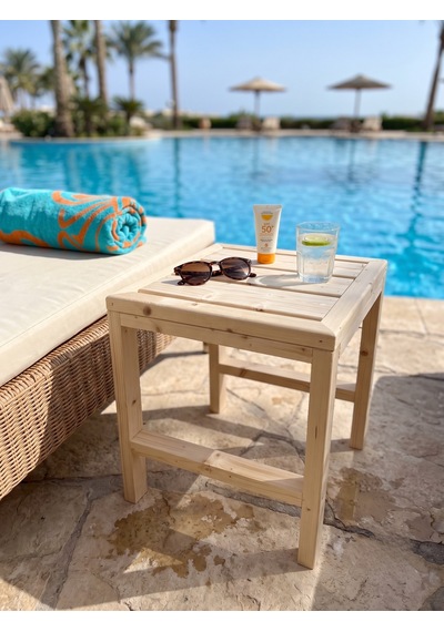 Nest Woodtr Doğal Ham Ahşap Bahçe Sehpası 1 Adet 40x40x45cm