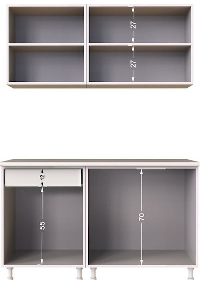 Tdesigno Eftalya Hazır Mutfak Dolabı 140 Cm - Tezgah Dahil Beyaz