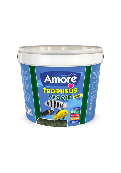 Amore Tropheus Veggie Chips Sarımsak Balık Yemi Kova 3 KG