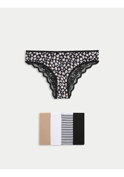 Marks & Spencer 5'li Dantel Detaylı Brazilian Külot Seti T61005184B Çok Renkli