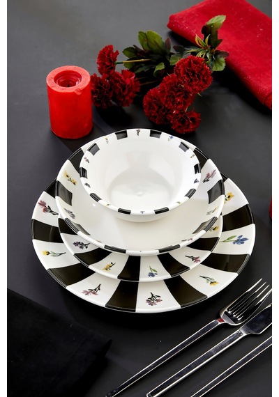Cooker Noirelle 24 Parça Porselen Yemek Takımı Ckr4277 Siyah