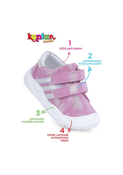 Kaptan Junior İlkadım Hakiki Deri Kız Bebek Ortopedik Ayakkabı İmsk 550 Fuşya