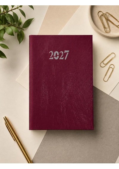 Ofisinn 2027 Cilt Bezli Sert Kapak 14x20 Cm Planlayıcı Günlük Ajanda Bordo