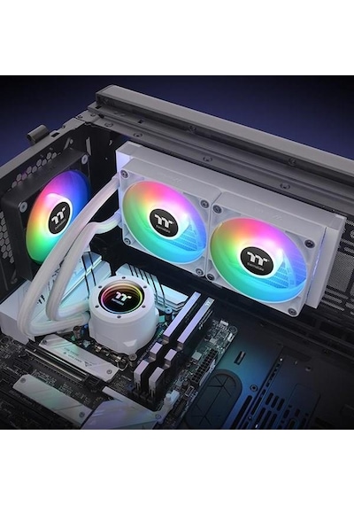 Thermaltake 240mm Th240 V2 Cl-w364-pl12sw-a Argb Am5-1851p Sıvı Soğutmalı İşlemci Fanı Beyaz