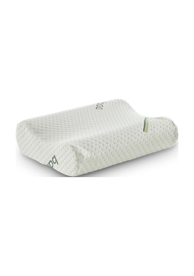 Bambu Kılıflı Medikal, Boyun Destekli Çift Taraflı Ortopedik Visco Visko Yastık 51x41x13-11cm 1350gr Beyaz - Yeşil