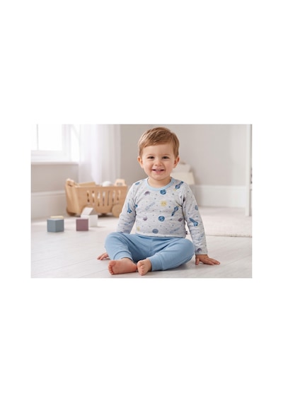 Mother Love %100 Organik Pamuk 2'li Uzun Kol Body 0-36 Ay Mavi