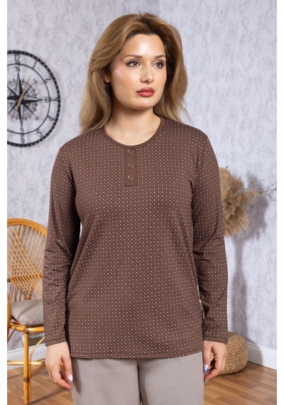 Mutlu City Kadın Yeni Model Yüksek Kalite Yuvarlak Yaka Patlı Orta Yaş Anne Penye Bluz 6575 Kahve Rengi Mutlu City Kadın Yeni Model Yüksek Kalite Yuvarlak Yaka Patlı Orta Yaş Anne Penye Bluz 6575 Kahve Rengi