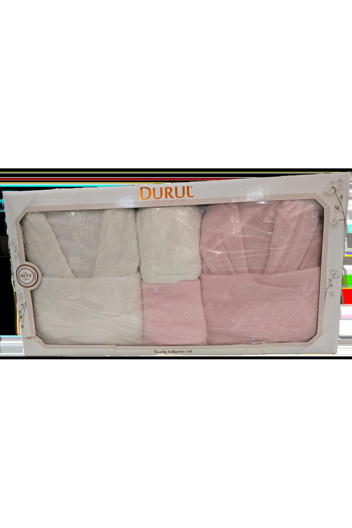 Durul Bornoz Seti Beyaz - Pembe