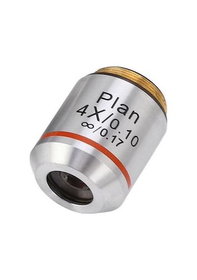 Mikroskop Objektifi 4x Infinity Plan Sonsuz Plan 4x/0.10 /0.17 Özel Kabında