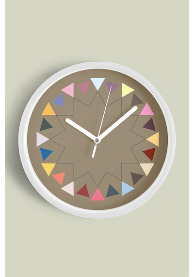 Soyut - Geometrik Temalı Modern Duvar Saati - 25cm - Önü Camlı Beyaz Kasa - Sessiz Mekanizma-jh0049 Beyaz
