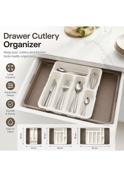 Çekmece İçi Genişleyebilir Kaşıklık Organizer Ayarlanabilir