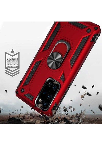 Huawei P40 Kılıf Sert Silikon Yüzüklü Stand Özellikli Kapak
