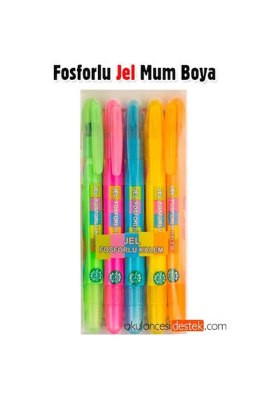 Çevirmeli Jel Mum Boya Fosforlu 5 Canlı Renk Bigpoint