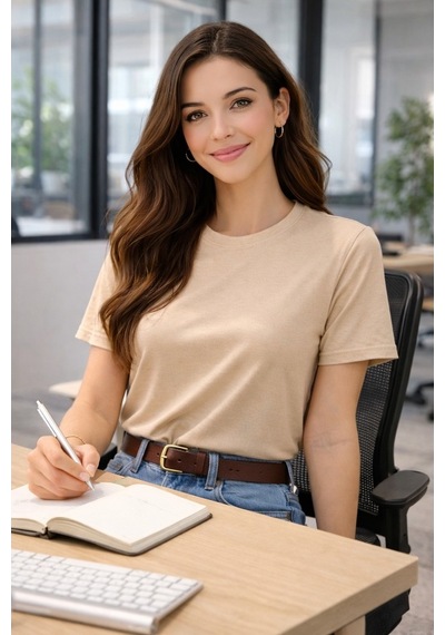 Luxıc Core Unisex Bej %100 Pamuk Basic Tişört Bisiklet Yaka Kısa Kol Rahat Kesim Günlük Yazlık S - Lcr-ts-bej