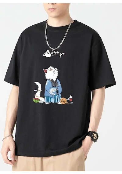 Startmore Samurai Cat Oversize Unisex Siyah