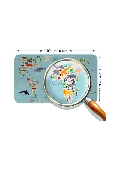 Eğitici Dünya Haritası Dünya Atlası Çocuk Ve Bebek Odası Duvar Sticker-60x105-3771 Çok Renkli