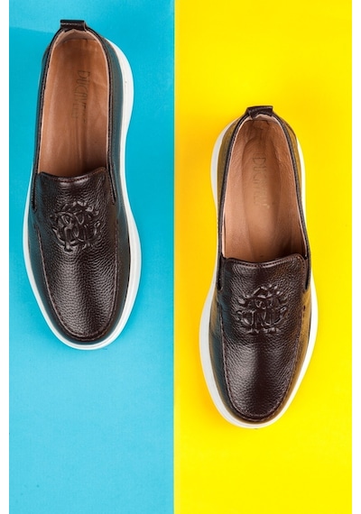 Stamped Hakiki Deri Erkek Günlük Ayakkabı, Loafer Ayakkabı, Hafif Ayakkabı, Yazlık Ayakkabı