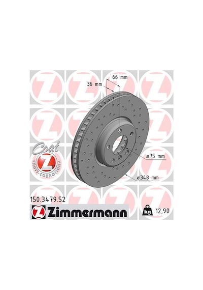 Zimmermann Ön Fren Diski Sağ Bmw F07 F10 F11 F06 F12 F13 F01 F02 Delıklı Zımmermann 150.3479.52 34116898730