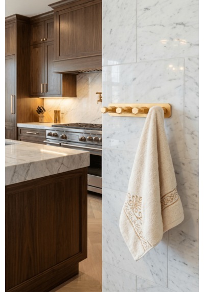 4'lü Premium Gold Alüminyum Banyo Mutfak Havlu Bornoz Askısı Yapışkanlı Altın