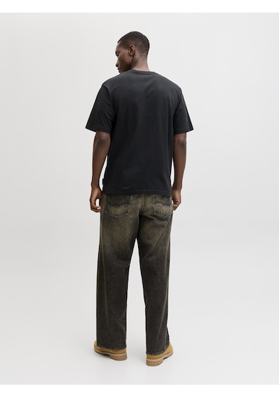 Jack & Jones Jack Jones Yazı Desenli Erkek Yuvarlak Yaka Tişört 12287990 Siyah