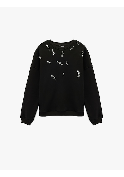 Koton Şardonlu Uzun Kollu Bisiklet Yaka Pul Payet Detaylı Sweatshirt Siyah 6wak10151ek Siyah Koton Şardonlu Uzun Kollu Bisiklet Yaka Pul Payet Detaylı Sweatshirt Siyah 6wak10151ek Siyah