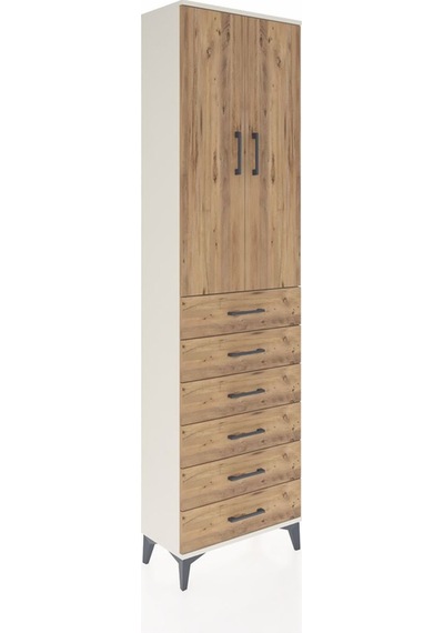 Arges Dolap 3 Raflı 6 Çekmeceli 2 Kapaklı 60x30x221 Aytaşı-çam Aytaşı
