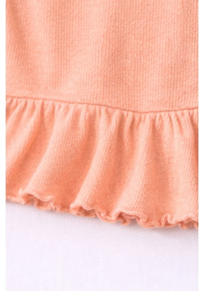 For My Baby Fitilli Kumaş 2 Li Kız Bebek Takım Şortlu Yazlık Mercan