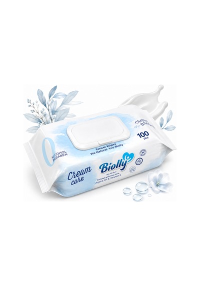 Biolly Cream Care Kremli Islak Mendil 100 Yaprak - Koli 12 Adet 12'li Set