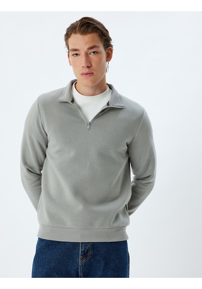 Koton Yarım Fermuarlı Yaka Sweatshirt Uzun Kollu Pamuk Karışımlı Gri 5wam70002mk Gri Koton Yarım Fermuarlı Yaka Sweatshirt Uzun Kollu Pamuk Karışımlı Gri 5wam70002mk Gri