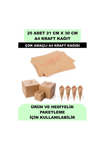 25 Adet A4 Kraft Kağıt 21x30 100 Gr. Yazıcı Uyumlu, Vintage Resim Kağıdı, Çocuk Etkinlik Kağıdı