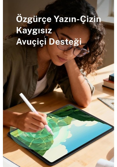 Fuchsia D1 Profesyonel Apple Uyumlu iPad Kalemi Eğim Duyarlı Avuç İçi Reddetmeli Bluetooth Uzun Pil Ömrü 0.1mm Uç Beyaz