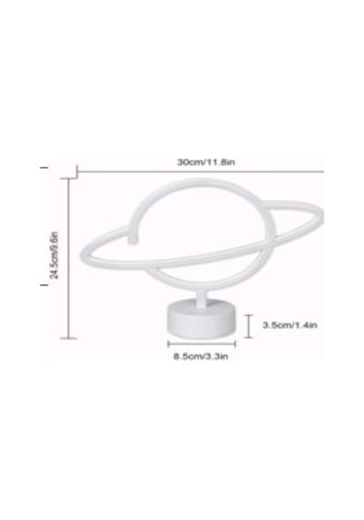 Neon Işıklı Satürn Lamba Pil+usb Mz-503 Çok Renkli