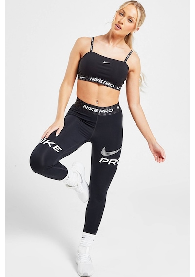 Nike Dri Fit Training Pro Graphic Women's Mid Rise Leggings Kadın Spor Tayt Füme Siyah Siyah