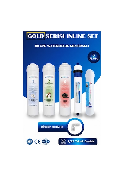 WaterMelon Kapalı Kasa 12 Inç Inline Su Arıtma Cihazı Filtresi 5 Aşamalı NSF'Lİ Vontron Membranlı Set