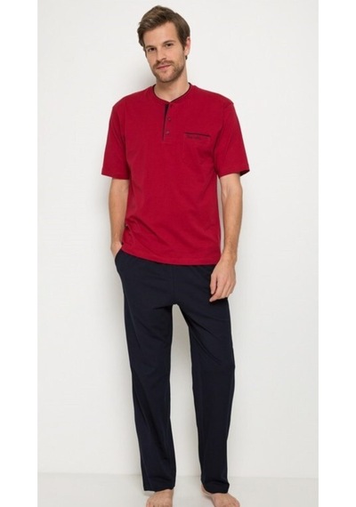 Pierre Cardin Bordo Pijama Takımı 3'lu +beyaz Atlet Boxer Takım 5370-150 Bordo