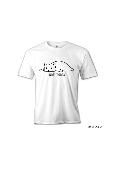 Kedi - Not Today Beyaz Erkek Tshirt 001