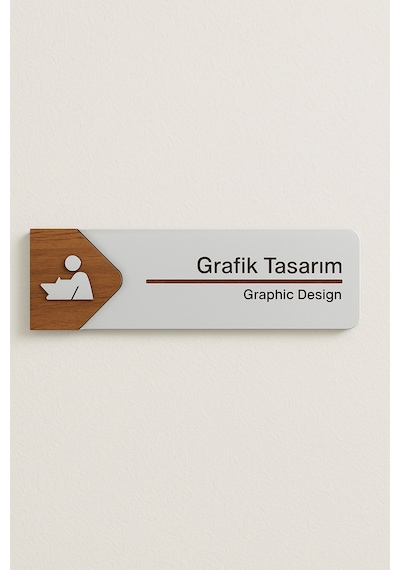 Grafik Tasarım Ofis Oda Kapı İsimliği Yönlendirme Tabelası Levhası Kişiselleştirilebilir