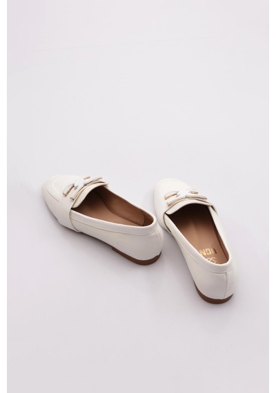 Dgn 5005 Kadin Tokali Loafer Beyaz