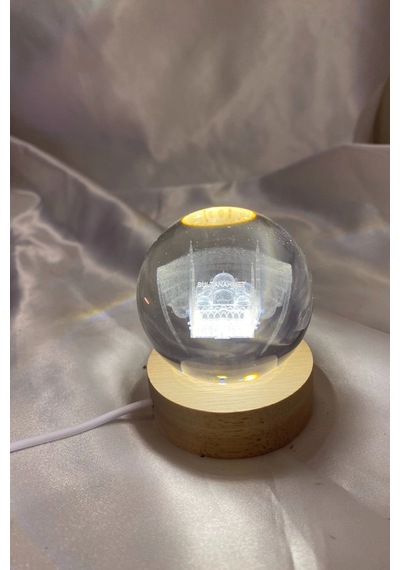Sultan Ahmet 3d Led Işık Gecelambası Cam Küre Tek Renk Günışığı Ahşap Sultanahmet Cami Gece Lambası7 Cm