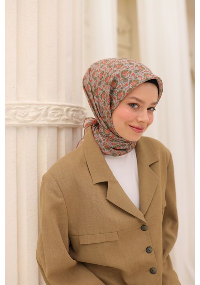 Silk Home Soft Eşarp 73077-22 Parlak Turuncu, Gri, Gümüş, Haki