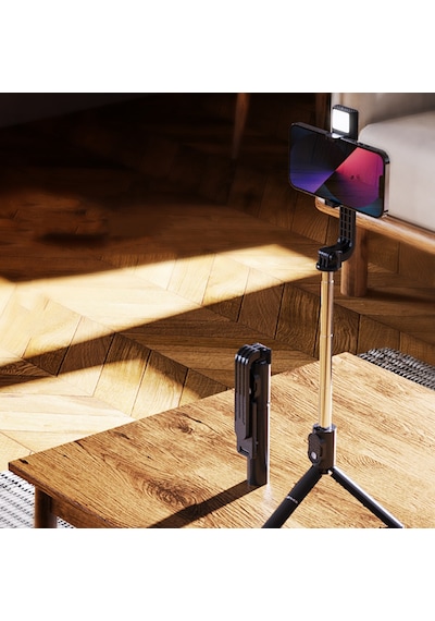 Lenyes Lph101 Canlı Yayın Dolgu Işıklı Tripod Ve Selfie Çubuğu Siyah