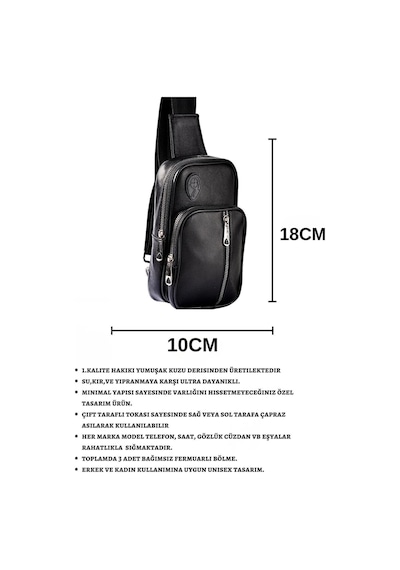 Unisex Hakiki Deri Usb Çıkışlı Mini Çapraz Çanta Siyah