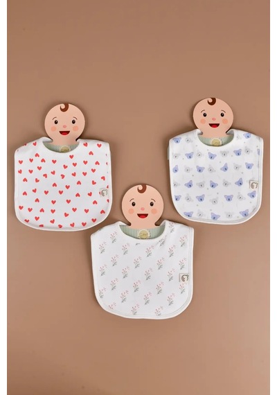 E&f Store Kız Bebek 3'lü Sıvı Geçirmez Mama Önlüğü Seti - Model 3 Çok Renkli