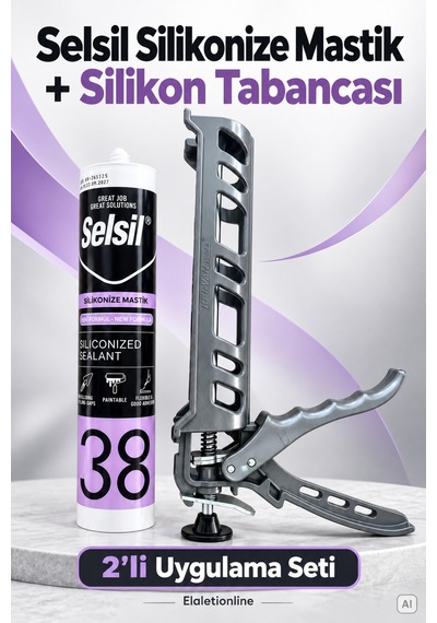 Selsil Beyaz Mastik + Silikon Tabancası Seti - 929886503