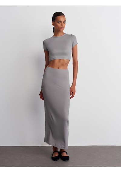 Dilvin Modal Crop Top Gri