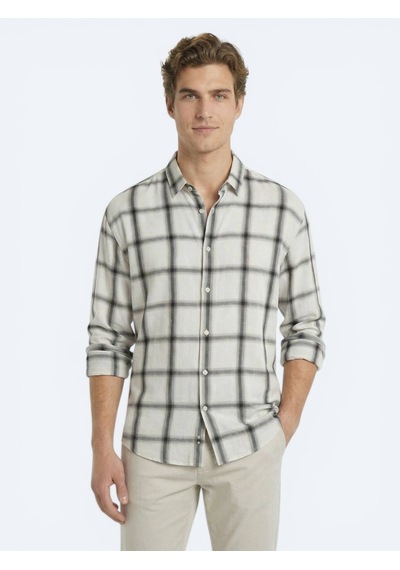 Kip Bej Oversize Fit Dokuma Casual Gömlek