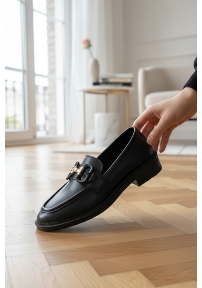Enoch H-toka Geçişli Maskülen Tabanlı Premium Loafer Ayakabı Siyah